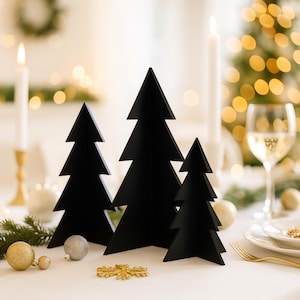 Weihnachtsbäume 3er-Set aus Holz – modern & skandinavisch | Steckbäume in Schwarz oder Weiß | Minimalistische Weihnachtsdeko
