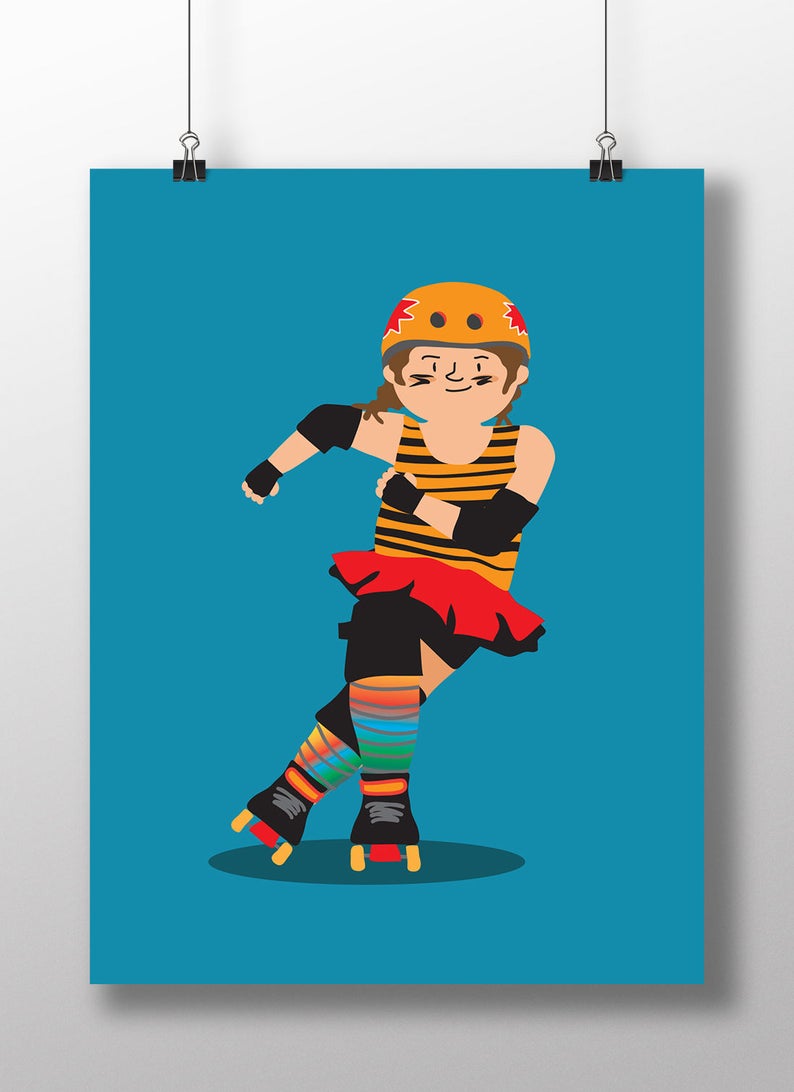 Printable Roller Derby Girl Poster. Rollerderby Printable Wall - Etsy