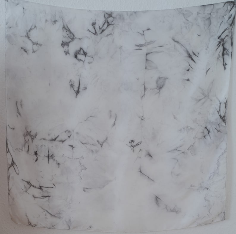 hand dyed 100/% silk black white silk scarf