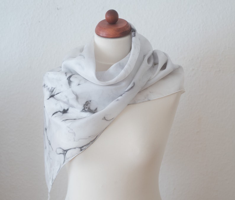 hand dyed 100/% silk black white silk scarf