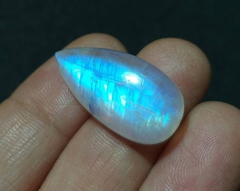 Blue Moonstone Cabochon 23×11MM Teardrop Shape. Natural Rainbow Moonstone Loose Cabochon (NWM)