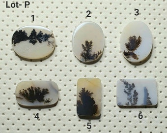 Dendritic Agate cabochon. Natural Scenic Dendritic Agate loose gemstone. (Lot P)