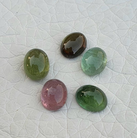 5 個ロット トルマリン カボション 9 x 7 MM 楕円形。マルチ