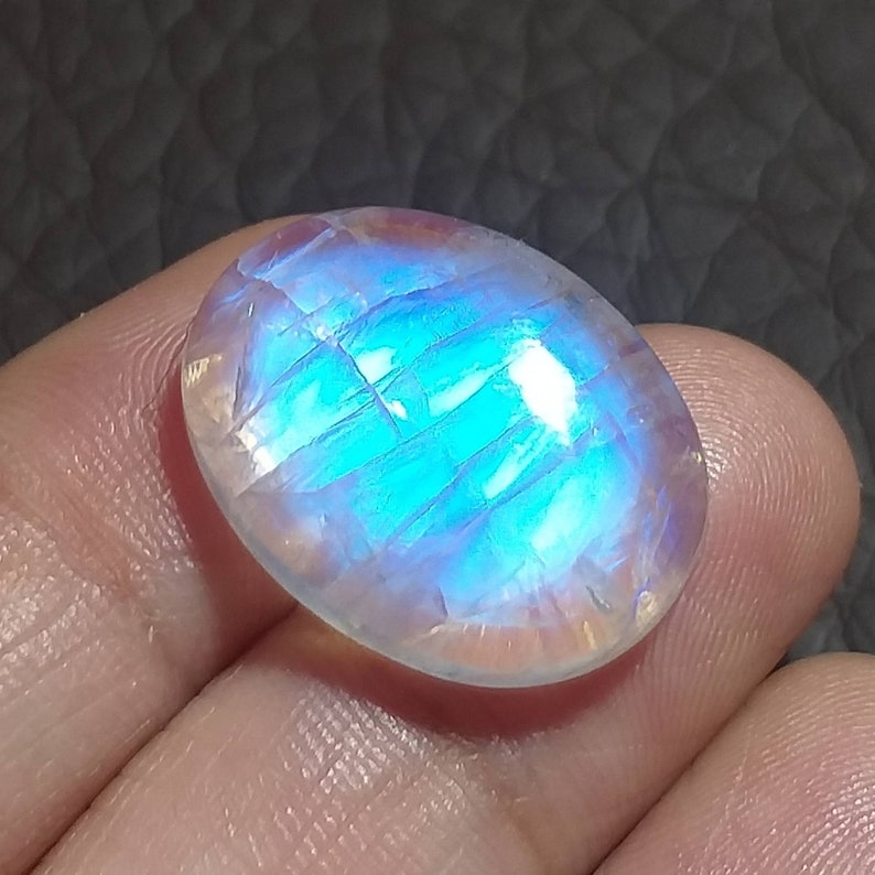 NW Natural Rainbow Moonstone Loose Cabochon Oval Shape Blue Moonstone Cabochon 19\u00d714MM