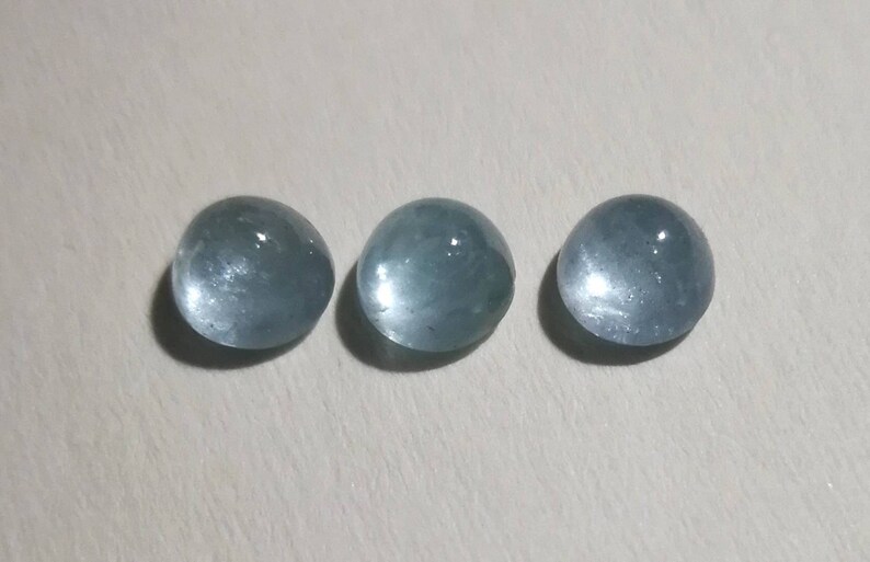 Good quality natural blue aquamarine 7mm Aquamarine round shape cabochons 3 pcs Lot.