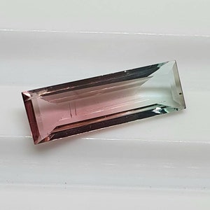 Watermelon Tourmaline baguette gemstone 14.6x4.9MM size. Natural Bi Color Tourmaline gemstone for jewelry.
