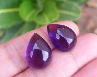Purple Amethyst Cabochon Pair 14×10MM Teardrop Shape. Natural Amethyst Loose Cabochons