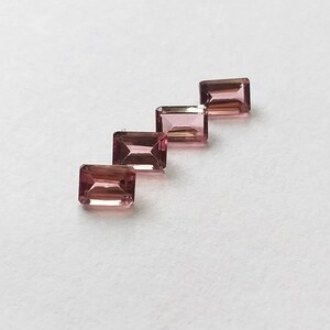 4 pcs. Lot Tourmaline faceted baguette Gemstone 6×4MM size. Natural Pink Tourmaline gemstone for jewelry.
