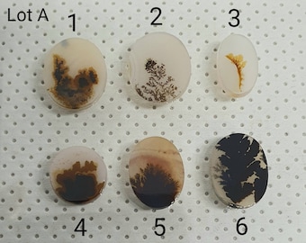Dendritic Agate cabochon. Natural Scenic Dendritic Agate loose gemstone. (Lot A)