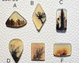 Dendritic Agate cabochon. Natural Scenic Dendritic Agate loose gemstone. (Lot: 89)