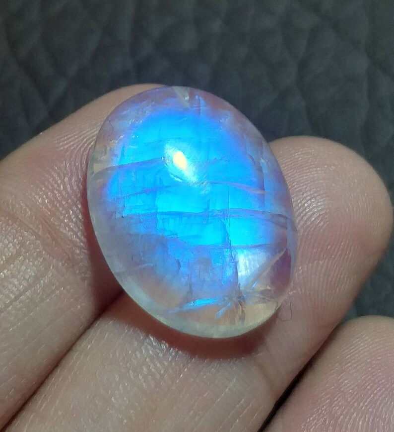 NW Oval Shape Natural Rainbow Moonstone Loose Cabochon Blue Moonstone Cabochon 19\u00d714MM