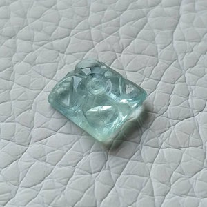 Aquamarine carved gemstone Rectanguler Cushion shape 13×12MM size. Natural Aquamarine carved gemstone for jewelry.