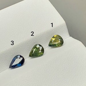 Natural Sapphire faceted gemstone. Green Sapphire teardrop gemstone. (Lot:SR003)