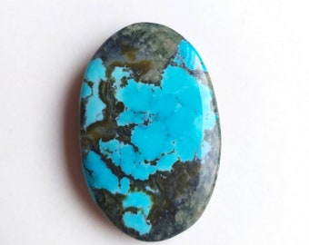 AAA Tibetan turquoise Cabochon 41×26mm. Oval shape. Natural turquoise loose Cabochon
