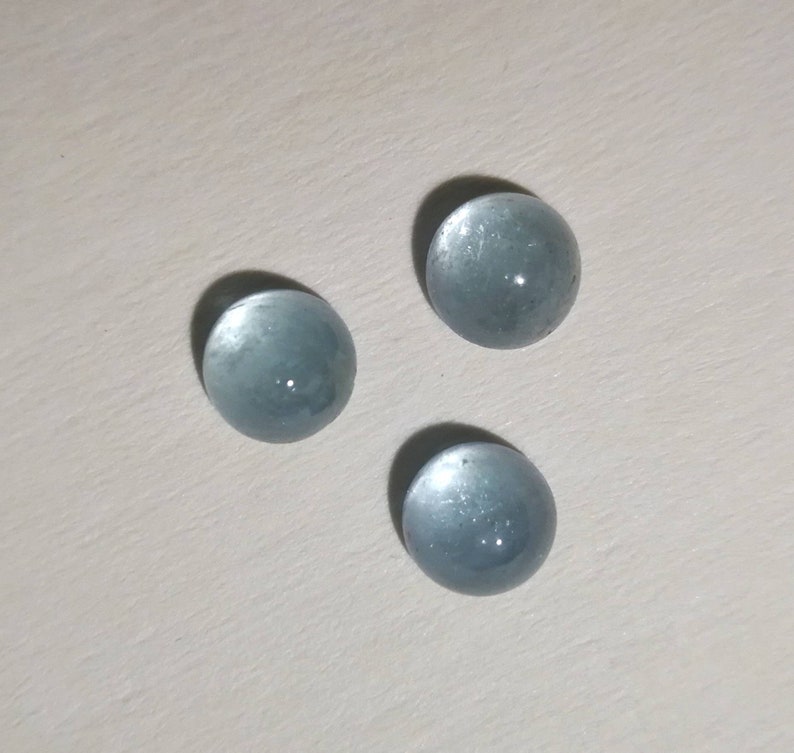 Good quality natural blue aquamarine 7mm Aquamarine round shape cabochons 3 pcs Lot.