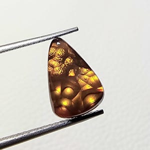 Fire Agate cabochon 12.5x9mm. Mexican Natural Fire Agate gemstone for jewelry.