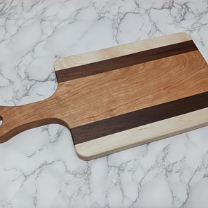 Cherry, Walnut, Maple Cutting Board with Handle