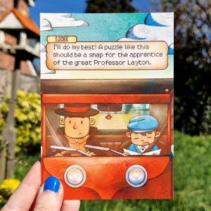 Von Professor Layton inspirierte Postkarte - Curious Village - Laytonmobile Fanart Illustration - Puzzle Spiel - DS - Doppelseitiger Kunstdruck - A6
