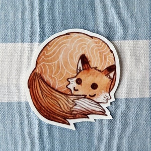 Sticker mignon renard ou ours - Sticker en vinyle fait main représentant des créatures des bois à l'aquarelle pour journal, scrapbooking et ordinateurs portables - Art cosycore