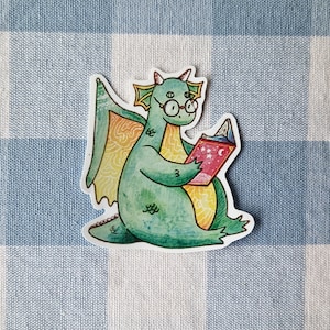 Hand-cut Book Dragon Sticker - Cute Stationery Gifts - Fantasy Stationery - Cosy Journalling - D&D - Fantasy Stickers - Dragons - Unicorns