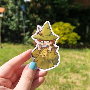 Hand-cut Snufkin Sticker - Moomin Inspired - Journaling Gifts - Handmade Stickers - Cozycore - Cute Stickers - Cosy Stationery - Goblincore