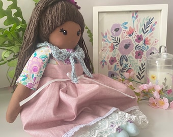 Handmade doll, heirloom doll, cloth doll, fabric doll, rag doll , black doll, ethnic doll