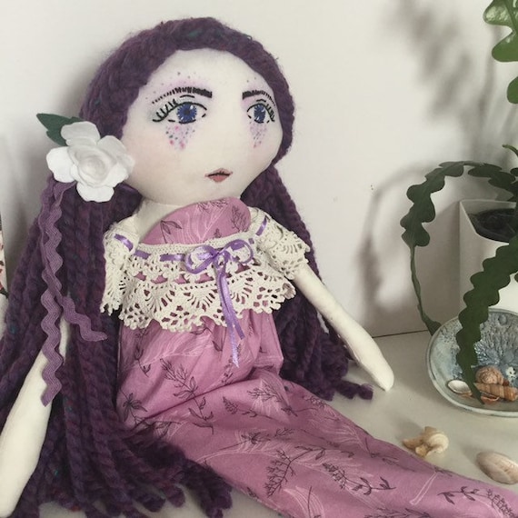 Mermaid Textile Doll Handmade Fabric Art Ragdoll