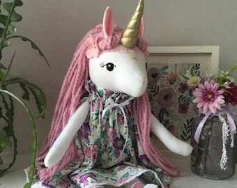 Handmade doll , unicorn doll , unicorn toy , princess doll ,heirloom doll , fabric doll, fairytale doll, princess doll , cloth doll