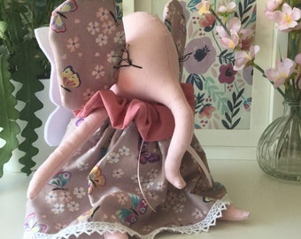 Handmade doll, elephant doll, cloth doll, mini doll, fairy doll, heirloom doll, fabric doll, soft toy, stuffed animal