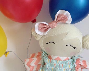 Rag doll ,  Handmade doll ,fabric dolls ,  stuffed doll , doll , cloth dolls , ready to ship , baby shower , birthday gift ,