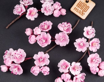 Enredadera de sakura hecha a mano: accesorios para el cabello de boda de arcilla polimérica