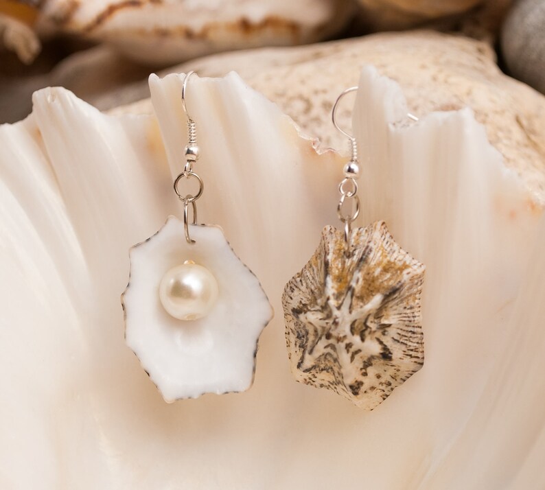 Necklace of seashells in the form of stars \u2012 Earrings \u2012 Sea theme \u2012 Seashell Jewelry Set \u2012 Seashell necklace \u2012 Beads necklace \u2012 Beige color