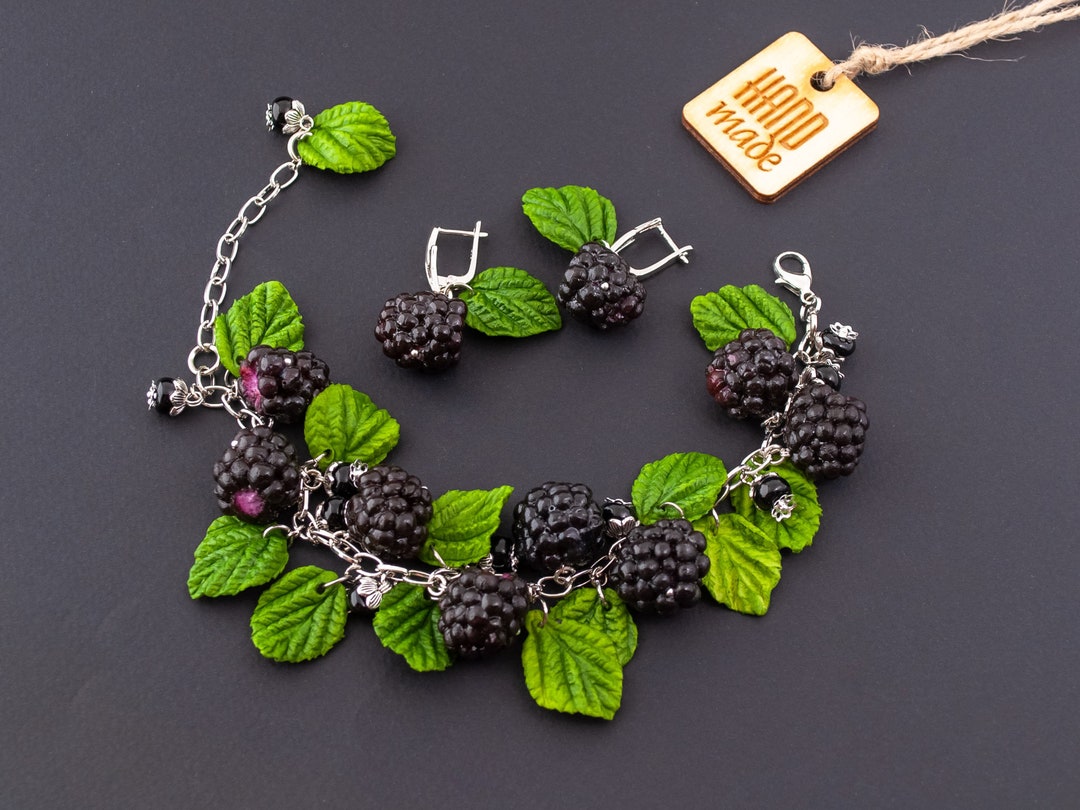 Blackberry Bracelet With Earrings Berry Bracelet Dangle Blackberry