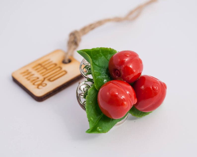 Red Cherry Jewelry Set Floral Jewelry Set Necklace Etsy