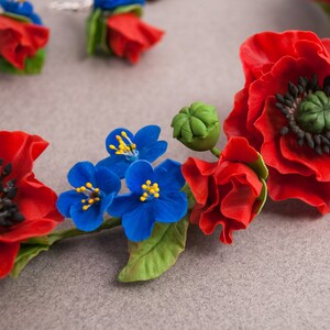 Rote Mohnblumen auf dem Feld - floral Schmuck-Set -u2012 Halskette -u2012 Ohrringe - Polymer Clay - 2012 Blumen Halskette Bild 4