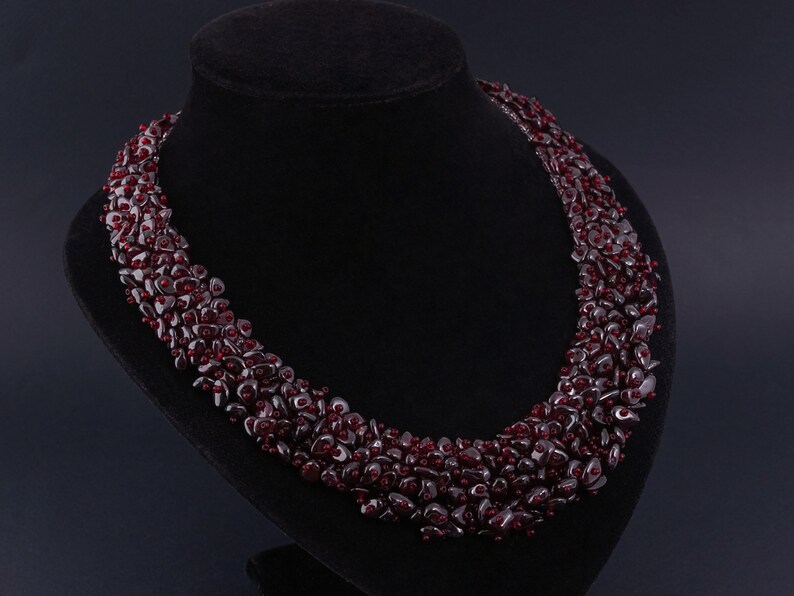 Garnet necklace \u2012 Gemstone necklace \u2012 Earrings \u2012 Garnet beads necklace \u2012 Crystal necklace \u2012 Natural garnet \u2012 Garnet necklace \u2012 Red