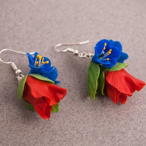 Rote Mohnblumen auf dem Feld - floral Schmuck-Set -u2012 Halskette -u2012 Ohrringe - Polymer Clay - 2012 Blumen Halskette Bild 6