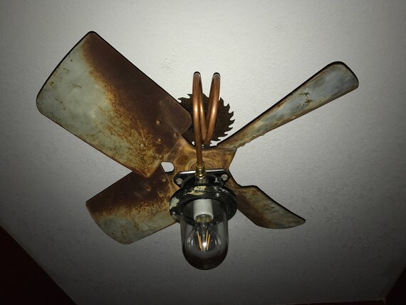 Steampunk Ceiling Fixture Chandelier Industrial Rustic Fan Blade