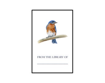 Bluebird Bookplates, Archival Book Labels, Ex Libris, Set of 10 or 20
