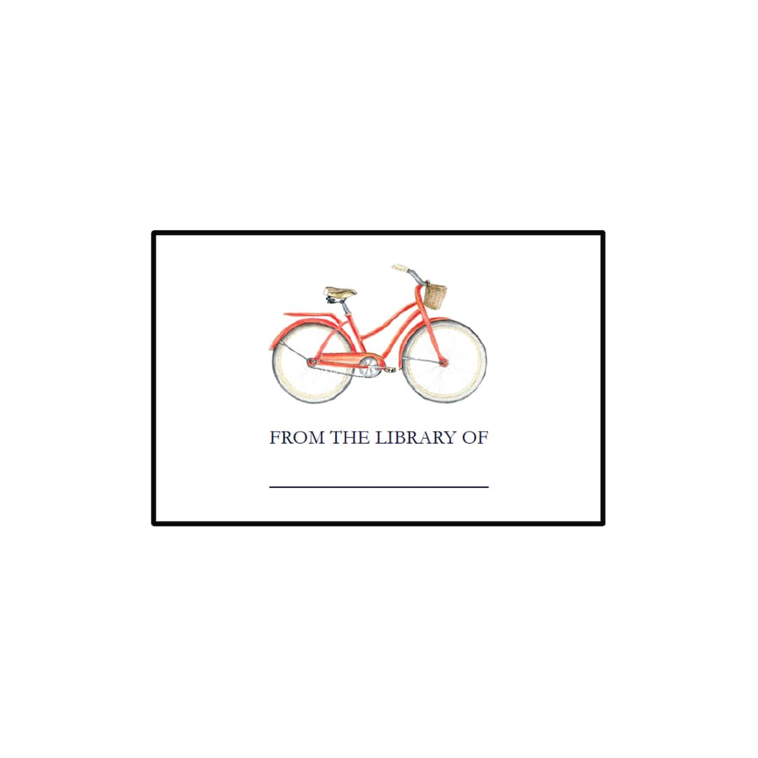 Beach Cruiser Bicycle Book Plates, 2x3 Archival Sticker Adhesive, Set ...