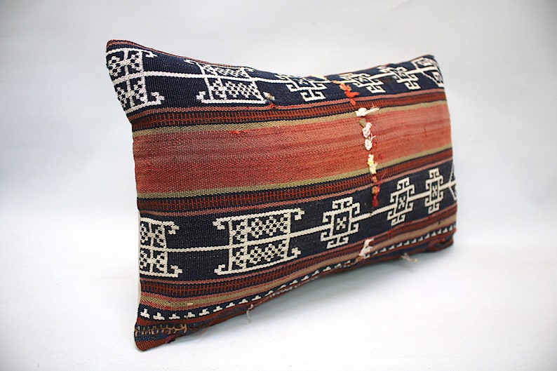 Cushion,Kilim Pillow,Turkish vintage kilim pillow Kilim Pillow Cover 12x20 Turkish Pillow,Lumber Pillow