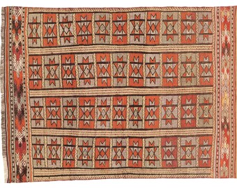 Small Kilim Rug, Turkish Kilim,Multicolored Kilim Rug, Geometric Kilim Rug,Star Design Kilim area rug, bohemian kilim rug,wool kilim rug