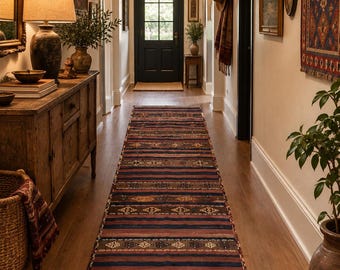 Vintage Marash Kilim Runner – Handwoven Wool Tribal Hallway Rug (70-80 Years Old)