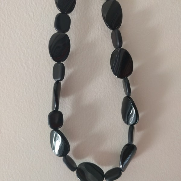 Jet Bead Necklace Etsy