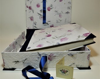 Handmade photo album with box 33 x 33 - 50 sheets - Natural paper - Rice paper - Album with box - Made in Italy - Album boite