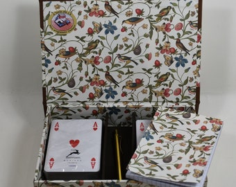 "BURRACO" Box - Craft Box - Playing Cards - Casket - Case - in Genuine Leather