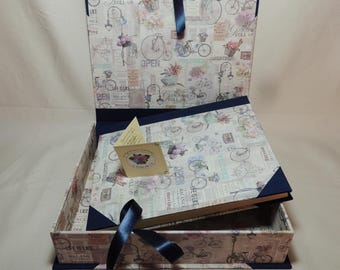 Handmade Photo Album 23x30 - 30/50 sheets - with BOX - Various Papers Album with box - Made in Italy - Album avec boite