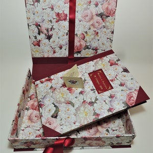 Album Foto con Scatola Personalizzabile - 23x30 - Carte Fiori - Album with box - Made in Italy -Album boite