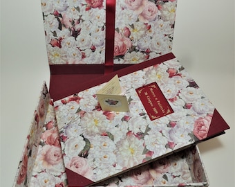 Photo Album with Customizable Box - 23x30 - Flower Cards - Album with box - Made in Italy - Album box