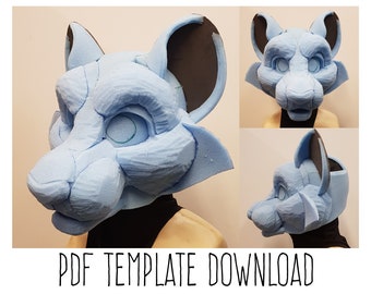 PDF TEMPLATE: Fursuit Head Base - Big Cat! Digital Download